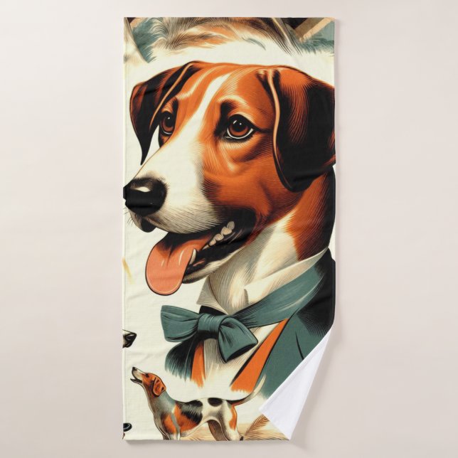 Ilustracion de Foxhound inglés de época (Toalla de baño)