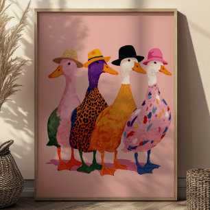 Ilustración de gansos tontos coloridos arte animal