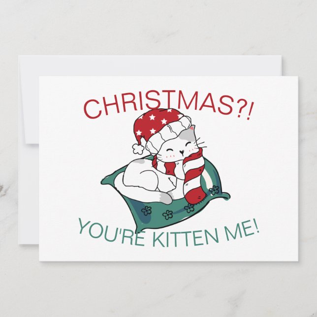 Ilustración de gatito de Navidad adorable tarjeta  (Anverso)