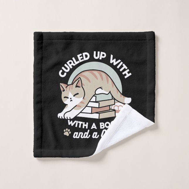 Ilustracion de Gato de Amante de Libros - Curva y  (Toallita)