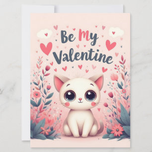 Ilustración de gato lindo sé mi San Valentín