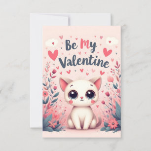 Ilustración de gato lindo sé mi San Valentín