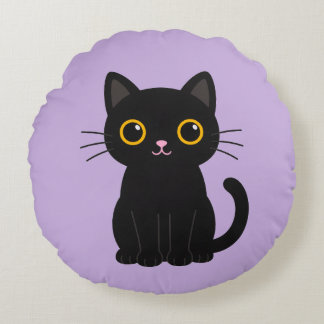 Ilustración de gato negro lindo, almohada y diseño