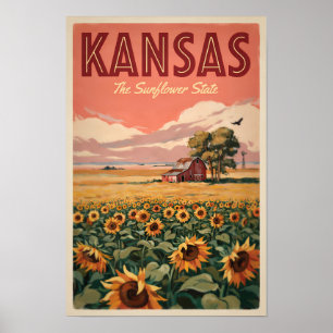 Ilustración de Girasoles de Kansas Arte de Viaje V
