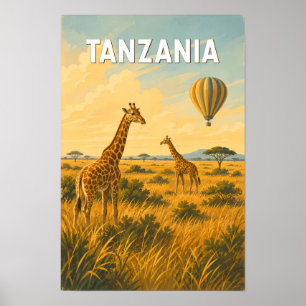 Ilustración de globo aerostático de Tanzania Arte 