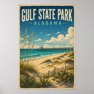 Ilustración de Gulf State Park Alabama Arte de Via