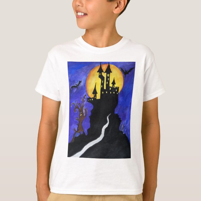 Ilustración de Halloween Bats Castillo de camiseta (Anverso)