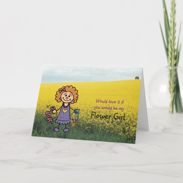 Ilustración de invitación de niña de las flores (Anverso)