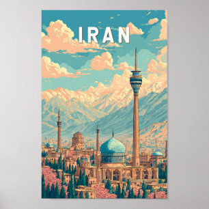 Ilustración de Irán Viaje Arte Vintage