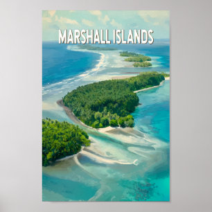 Ilustración de Islas Marshall Arte de Viaje Vintag