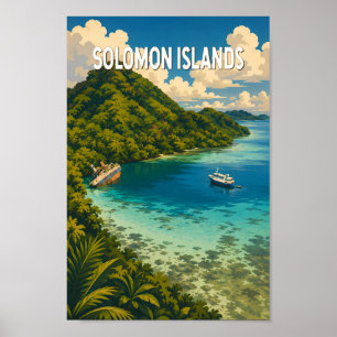 Ilustración de Islas Salomón Viaje Arte Vintage