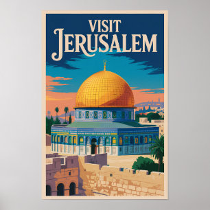 Ilustración de Jerusalén Israel Arte de Viaje Vint