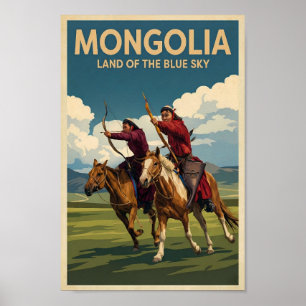 Ilustración de jinetes de Mongolia Arte de viaje v