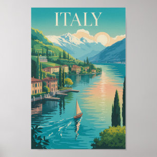 Ilustración de la costa Amalfi italiana Arte de vi