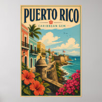 Ilustración de la costa de Puerto Rico Arte de via