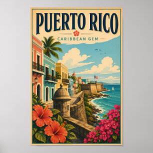 Ilustración de la costa de Puerto Rico Arte de via