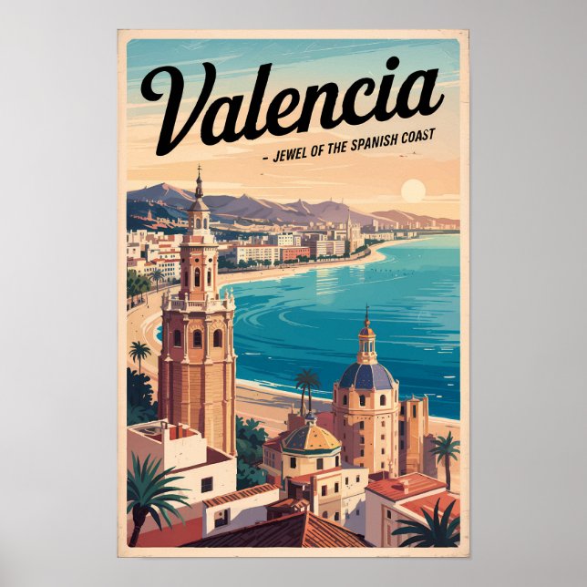 Ilustración de la costa de Valencia España Arte de (Frente)