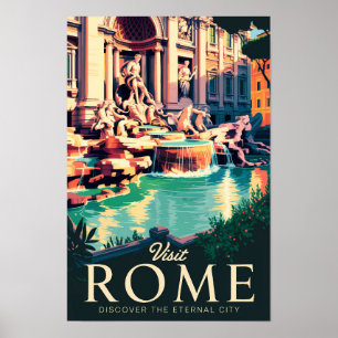 Ilustración de la Fuente de Trevi Roma Italia Arte
