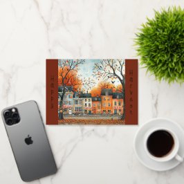 Ilustracion de las casas Naranjas de otoño