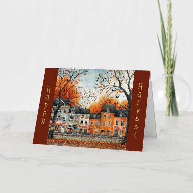 Ilustracion de las casas Naranjas de otoño (Anverso)