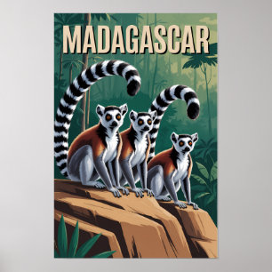 Ilustración de lémures de Madagascar Arte de viaje