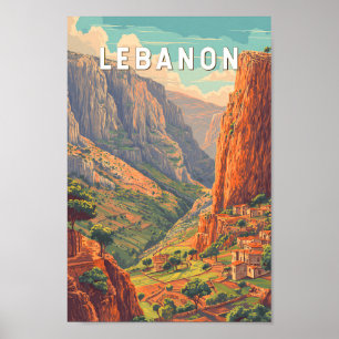 Ilustración de Líbano Arte de Viaje Vintage