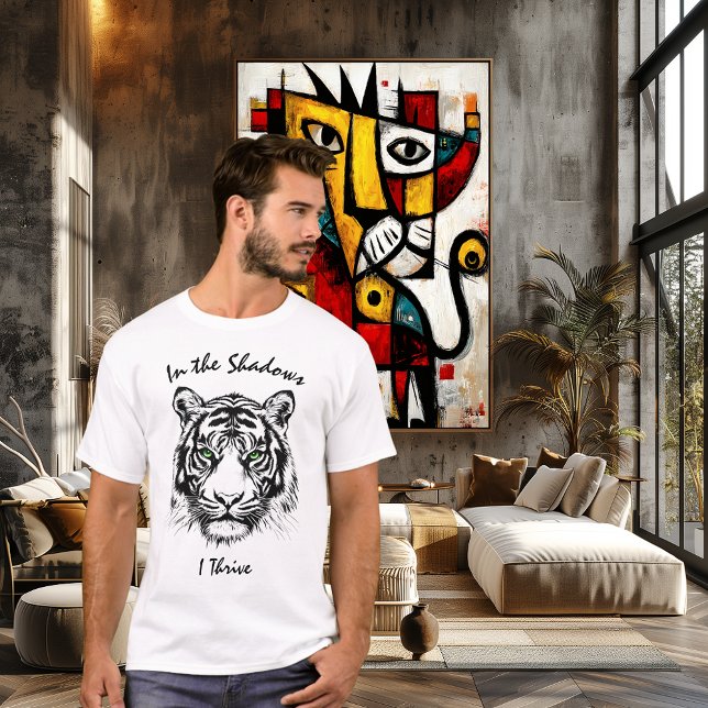 Ilustración de línea de tigre – Camiseta con texto (Subido por el creador)