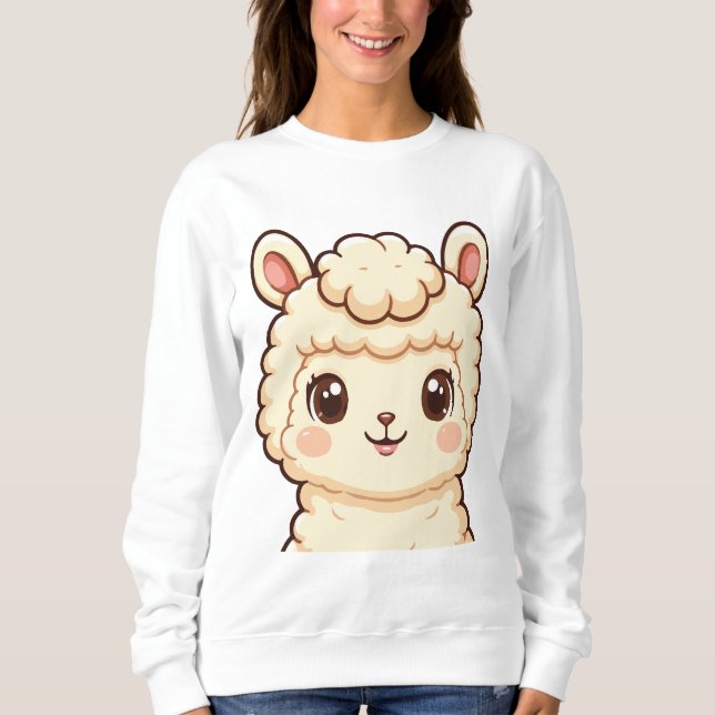Ilustración de llama adorable diseño de sudadera (Anverso)
