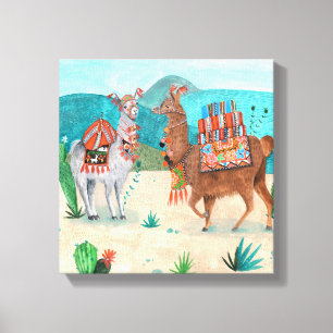 Ilustración de Llamas Tropicales de Perú   Lienzo