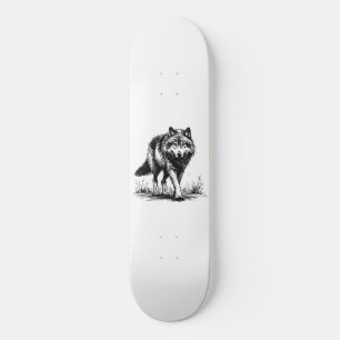 Ilustración de lobo caminando en monopatín