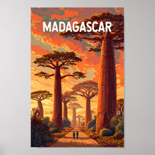 Ilustración de Madagascar Arte de Viaje Vintage