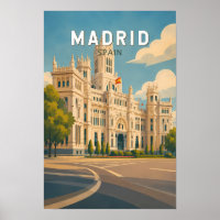 Ilustración de Madrid España Arte de Viaje Vintage