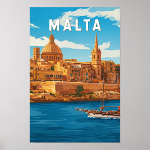 Ilustración de Malta Arte de Viaje Vintage