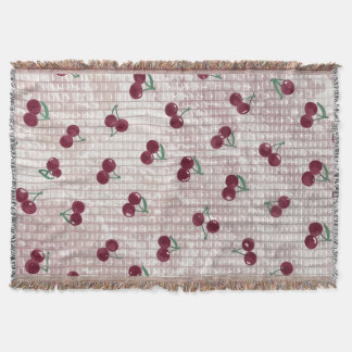 Ilustración de manta de ganchillo de cereza – Rosa