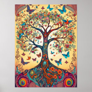 Ilustración de mariposa de arte popular del Árbol