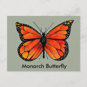 Ilustracion de mariposa monarca en postal