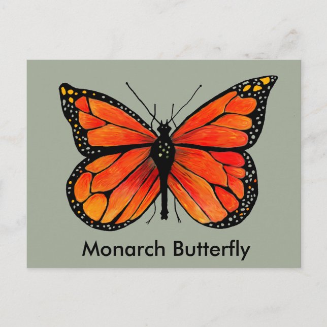 Ilustracion de mariposa monarca en postal (Anverso)