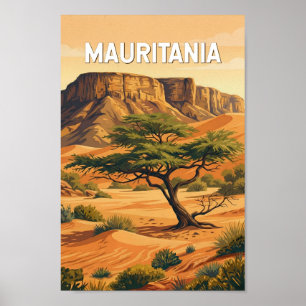 Ilustración de Mauritania Arte de Viaje Vintage