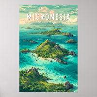 Ilustración de Micronesia Arte de Viaje Vintage