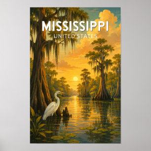 Ilustración de Mississippi Arte de Viaje Vintage