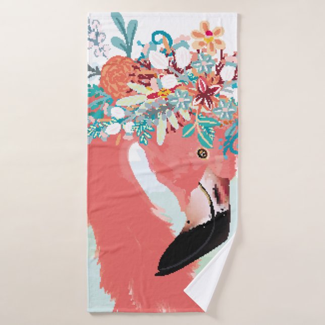 Ilustracion de moda con flamingoflami rosa dibujad (Toalla de baño)