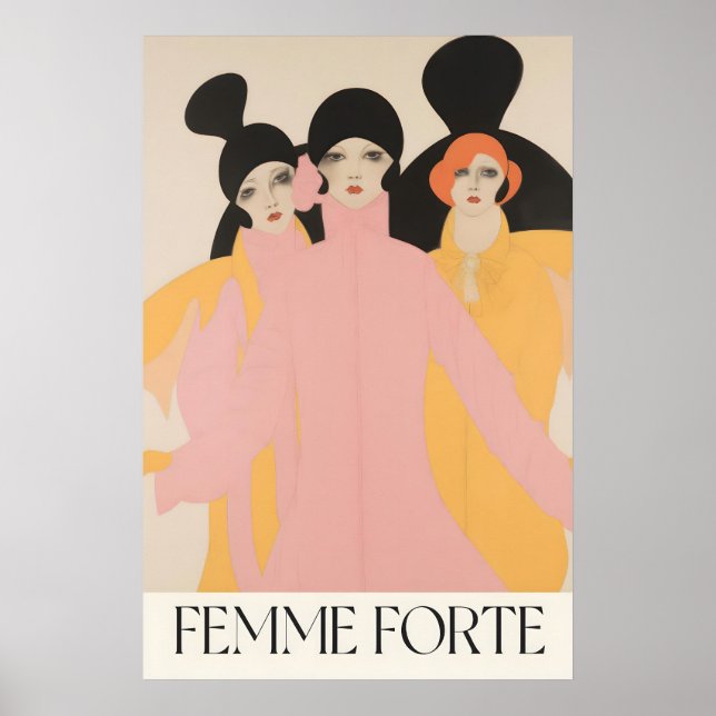 Ilustración de moda de impresión Art Deco de mujer (Frente)