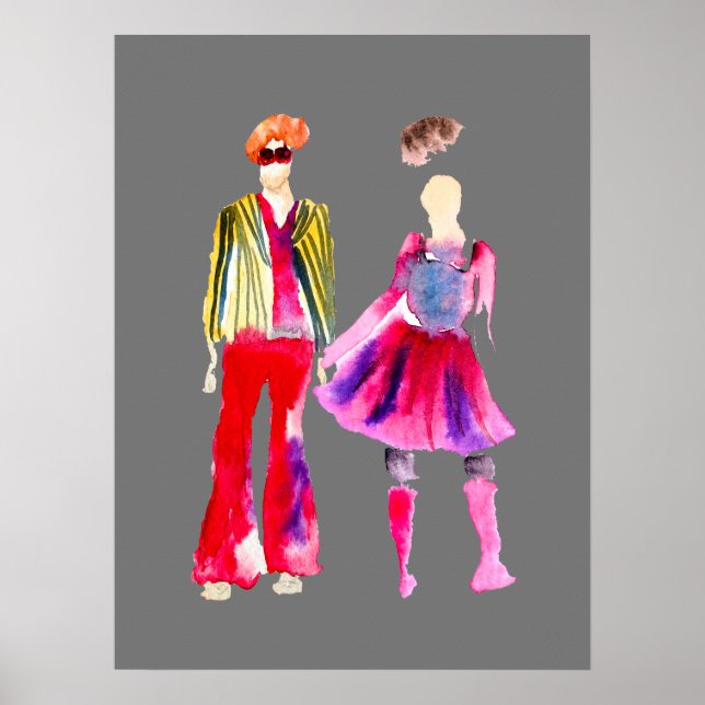 Ilustracion de moda figuras de arte acuarela (Frente)