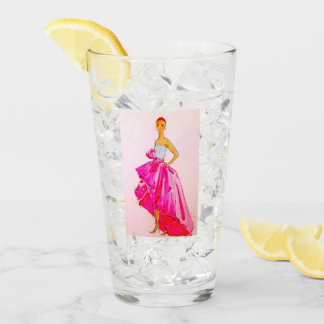 Ilustracion de moda, Lady in Pink Glass tumbler