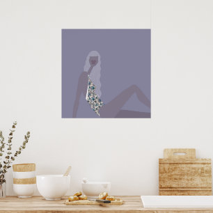 Ilustración de Moda Mujer Chic Púrpura Arte Modern