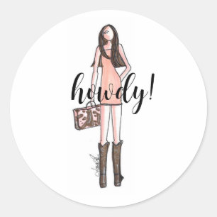 Ilustracion de moda pegatinas vaquera