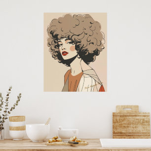 Ilustración de mujer retro boho Arte de pared mini