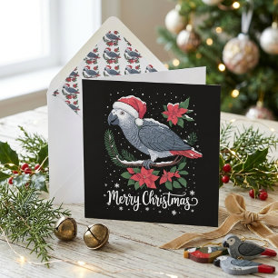 Ilustración de Navidad de loro gris africano