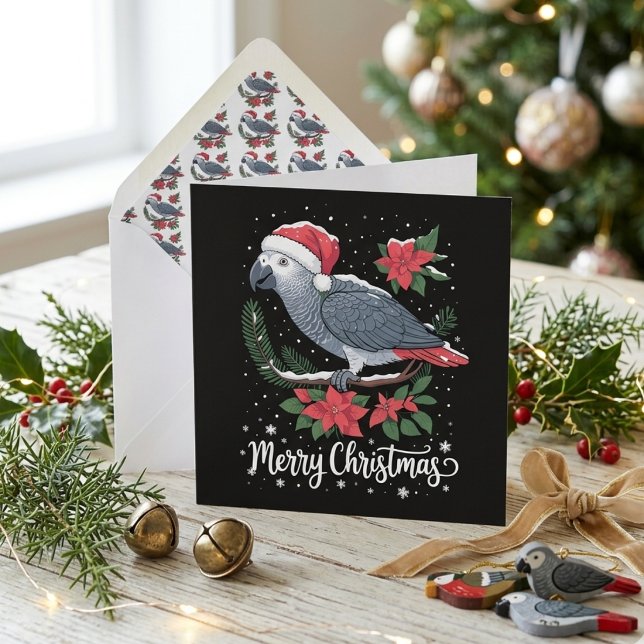 Ilustración de Navidad de loro gris africano (Subido por el creador)