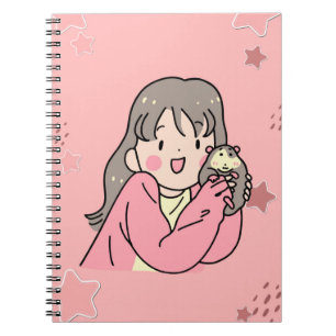 Ilustración de niña estética linda Cuaderno en esp